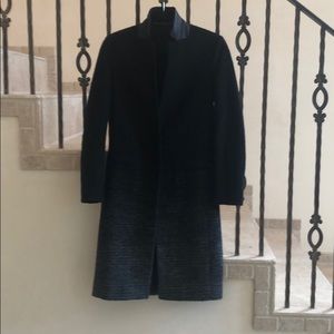 All Saints Black Wool Jacket with Leather Collar